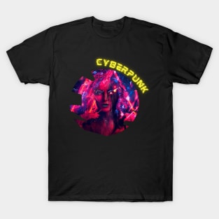 Cyberpunk Futuristic Neon Glitch T-Shirt